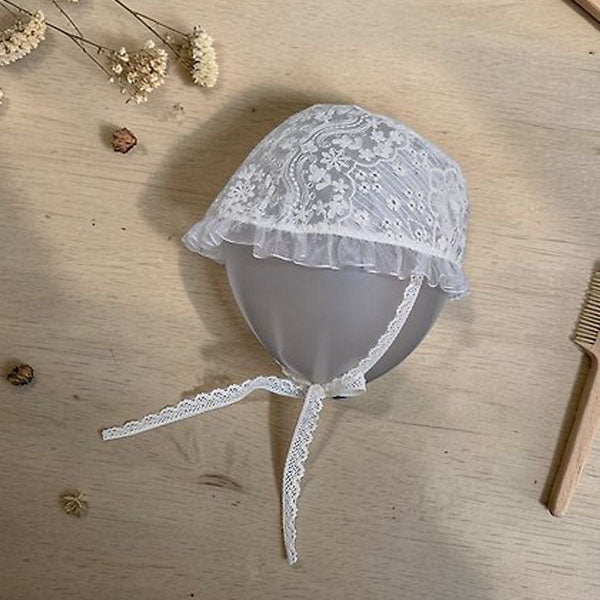 Cap Lace Bonnet Korean infant accessory in white made in Korea