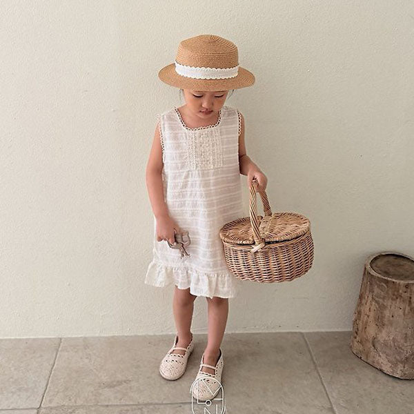 Lucy Dress Korean toddler dress in cream made in Korea