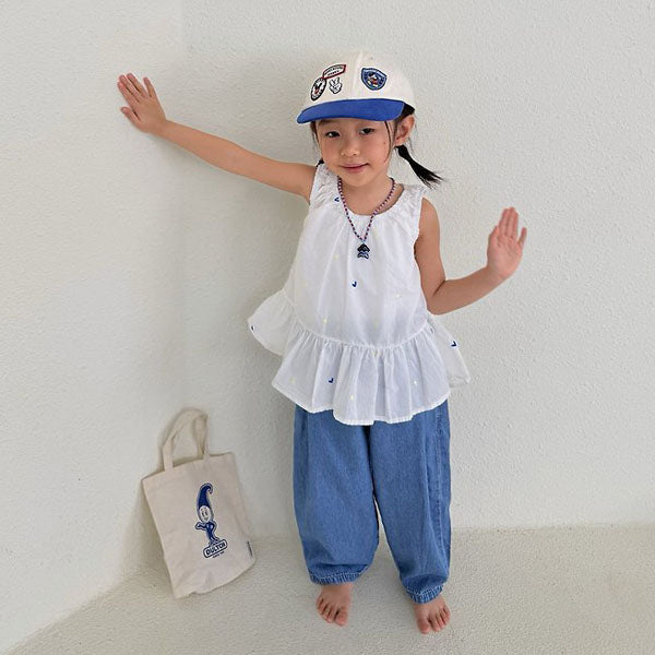 Pleated Baggy Denim Pants Korean toddler pants in light denim made in Korea