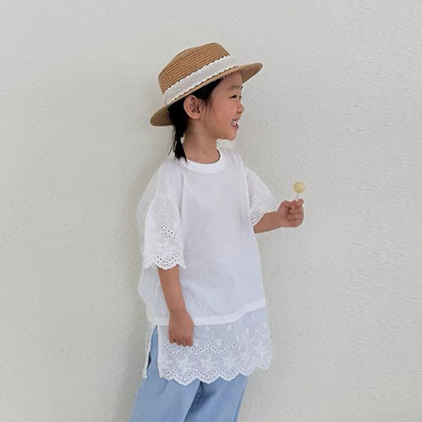 Angel Lace Tee Korean toddler t-shirt in ivory made in Korea