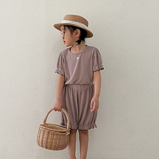 Puff Heart Tee Korean toddler t-shirt in cream made in Korea