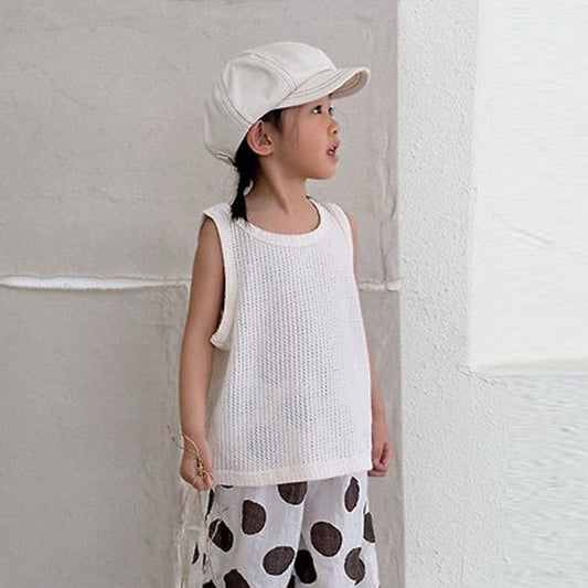 Air Cotton Tank Top Korean toddler tank top in cream made in Korea