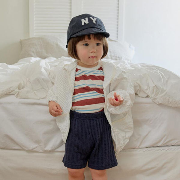 Stripe Binding Tank Top Korean toddler tank top in orange made in Korea