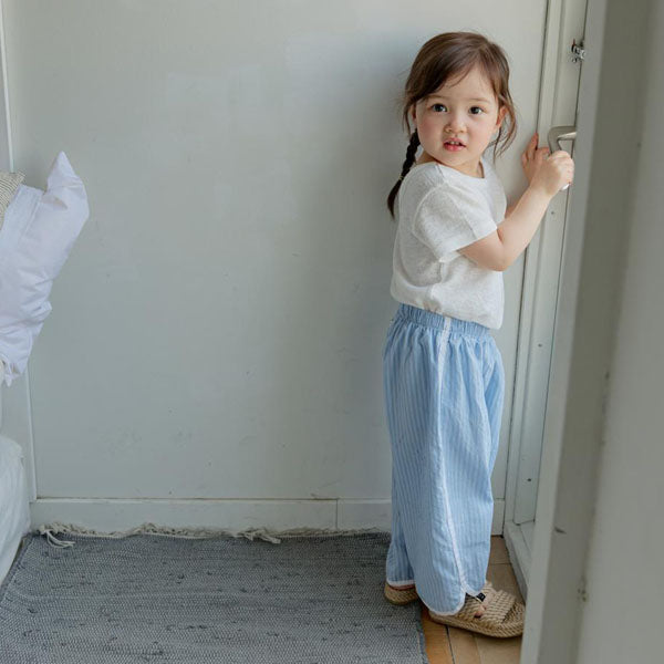 Stripe Binding Pants Korean toddler pants in beige stripe made in Korea