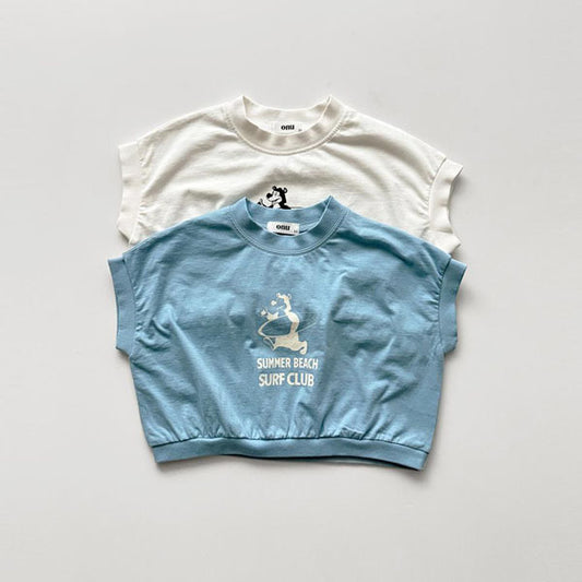 Surfing Bear Tee Korean toddler t-shirt in ivory made in Korea
