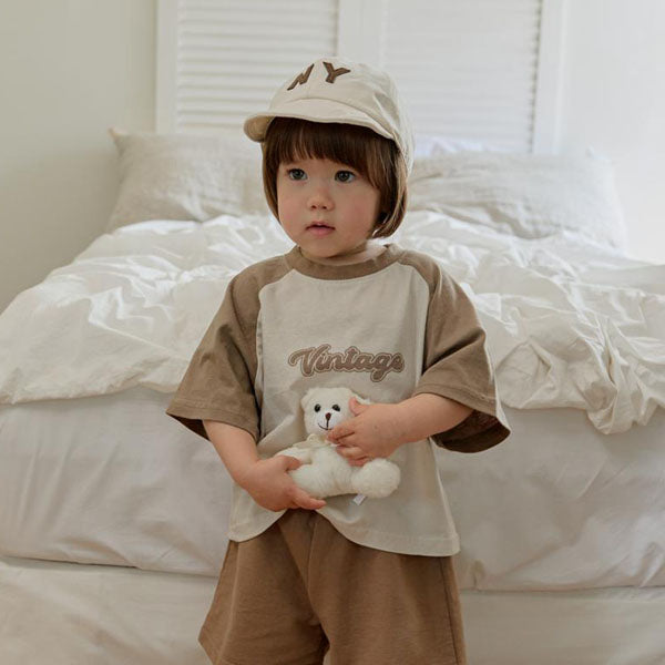 Vintage Short Sleeve Tee Korean toddler t-shirt in ivory-watermelon made in Korea