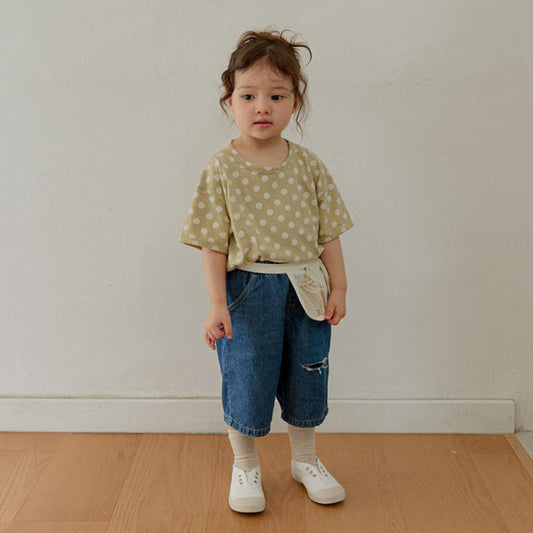 Distressed Denim Pants Korean toddler pants in light denim made in Korea