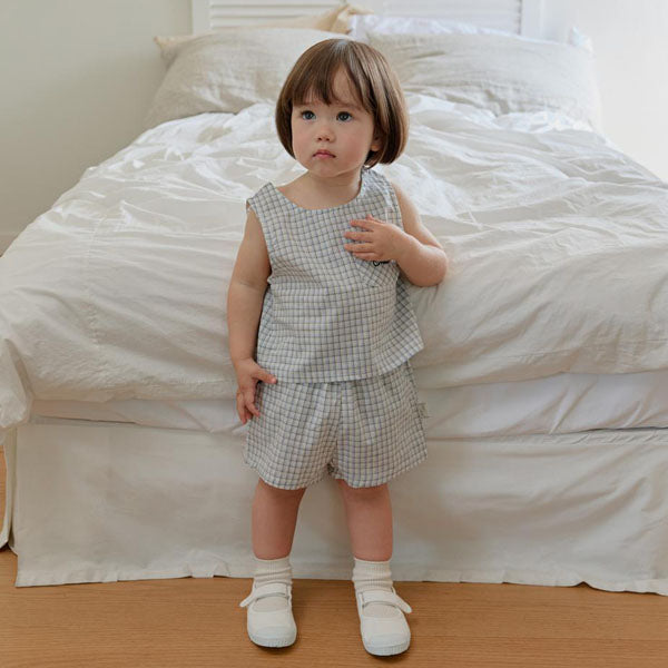 Check Shorts Korean toddler shorts in navy made in Korea
