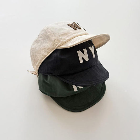 NY Ball Cap Korean infant accessory in light beige made in Korea