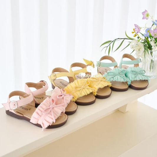 Y966 Shirred Sandals Korean infant shoes in pink made in Korea