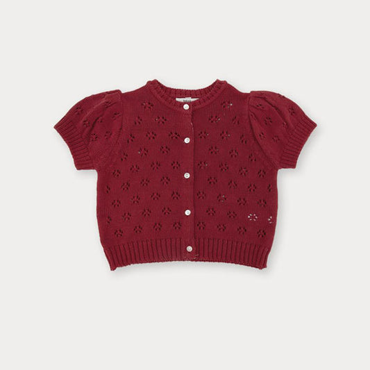 Bebe Dune Openwork Cardigan Korean infant sweater in cream made in Korea