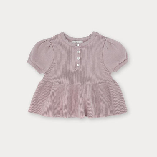 Bebe Lulu Shirred Knit Top Korean infant sweater in cream made in Korea