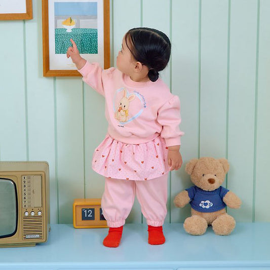 Cutie Rabbit Top & Bottom Set Korean infant set in yellow made in Korea