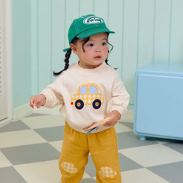 Vroom Vroom Sweatshirt Korean infant sweater in cream made in Korea
