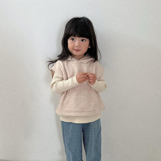 Woody Hooded Vest Korean toddler jacket in oatmeal made in Korea