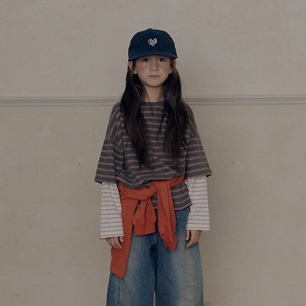 Dual Tee Korean toddler t-shirt in khaki made in Korea
