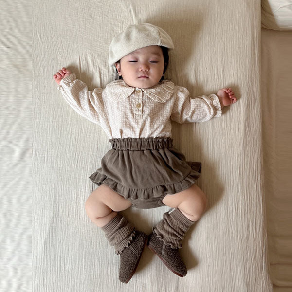 Ribbed Tiered Bloomers Korean infant bloomer in cream made in Korea