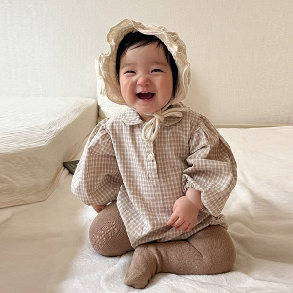 Sunny Collar Bodysuit Korean infant bodysuit in beige made in Korea