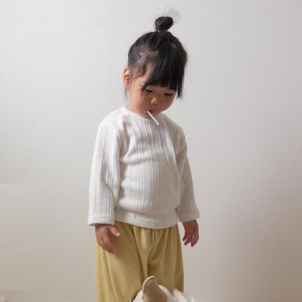 Hilton Ribbed Tee Korean infant t-shirt in ivory made in Korea