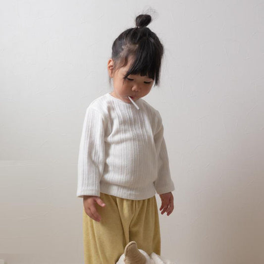 Hilton Ribbed Tee Korean infant t-shirt in ivory made in Korea