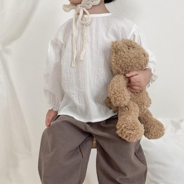 Round Neck Blouse Korean infant blouse in ivory made in Korea