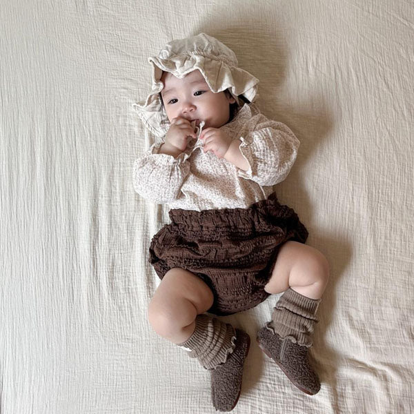Shirred Bloomers Korean infant bloomer in cream made in Korea