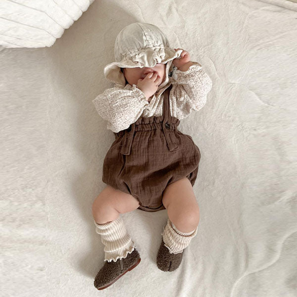 Oji Balloon-Fit Overalls Korean infant overall in brown made in Korea