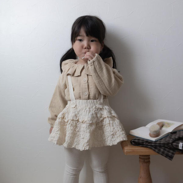 Oji Ruffle Shirt Korean infant shirt in cream made in Korea