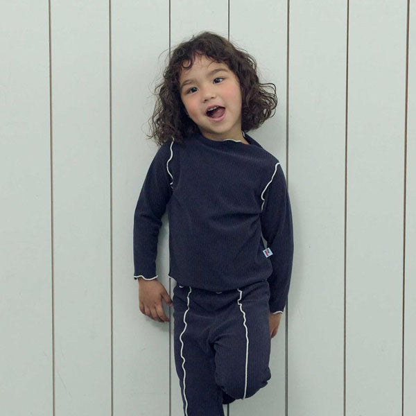Ava Wave T-Shirt Korean toddler t-shirt in navy made in Korea