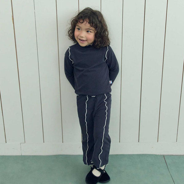 Ava Wave Pants Korean toddler pants in navy made in Korea