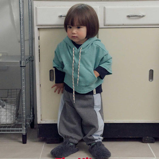 Buddy Stripe Jogger Pants Korean toddler pants in charcoal made in Korea