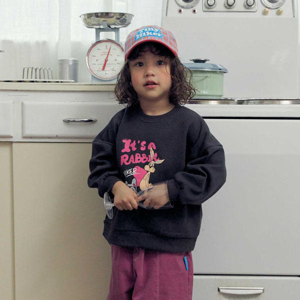 It's Rabbit Sweatshirt Korean toddler sweater in charcoal made in Korea