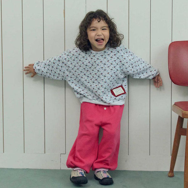 Connie Button Dango Jogger Pants Korean toddler pants in coral orange made in Korea