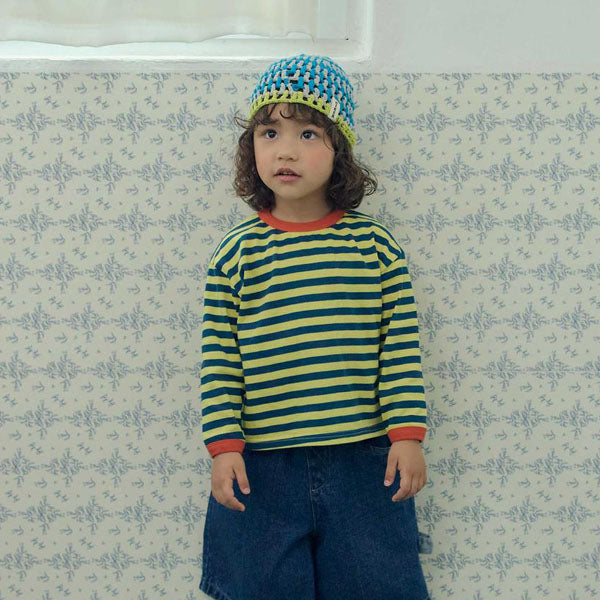 Freckle Stripe Tee Korean toddler t-shirt in red made in Korea