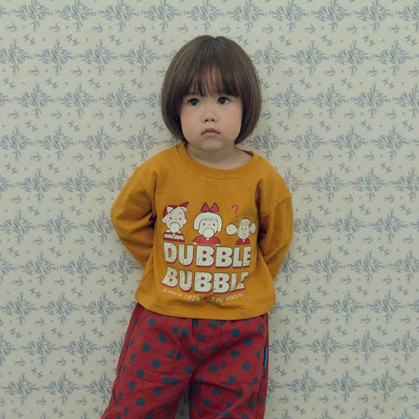 Double Bubble Long Sleeve Tee Korean toddler t-shirt in green made in Korea