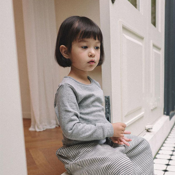 Stretch Ribbed Tee Korean infant t-shirt in ivory made in Korea