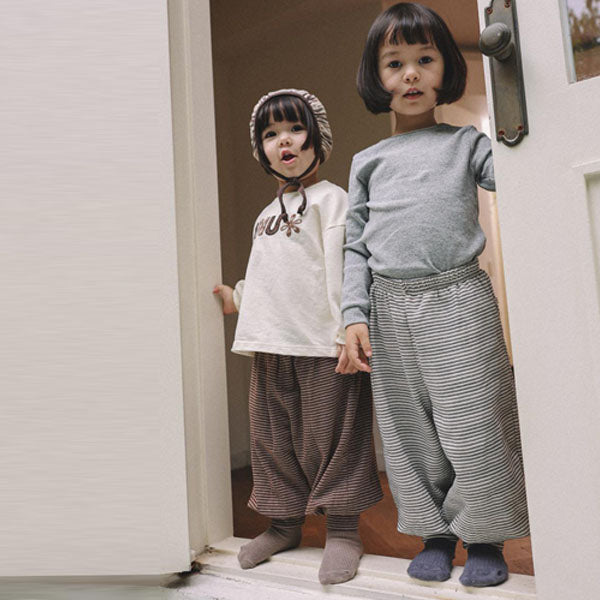 Tongtong Ribbed Pants Korean infant pants in ivory made in Korea