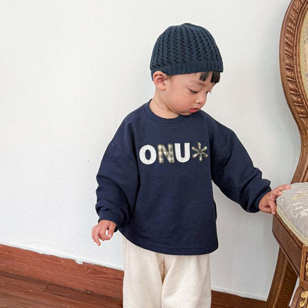 Embroidered Patch Tee Korean infant t-shirt in ivory made in Korea