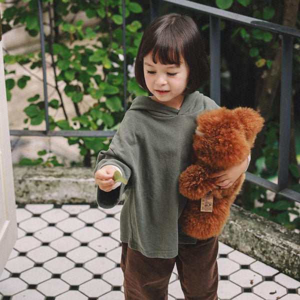 Pogeuni Hoodie Korean infant sweater in khaki beige made in Korea