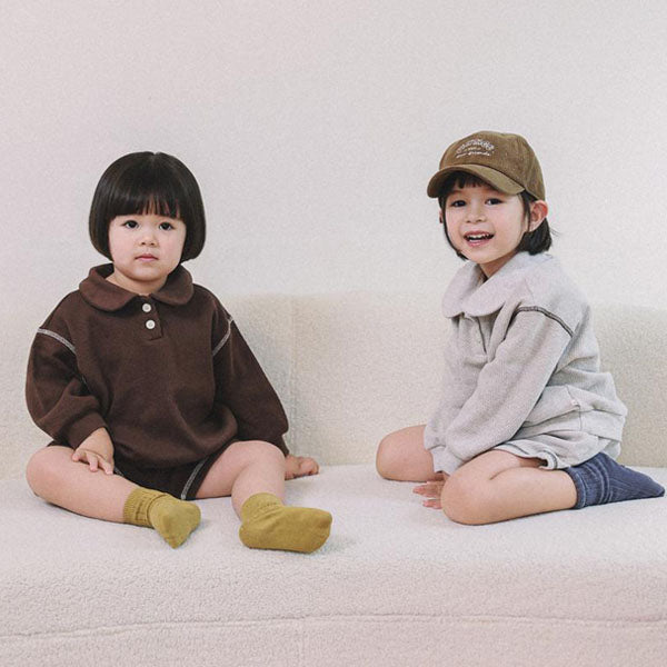 Cinnamon Sweatshirt Korean infant sweater in oatmeal made in Korea