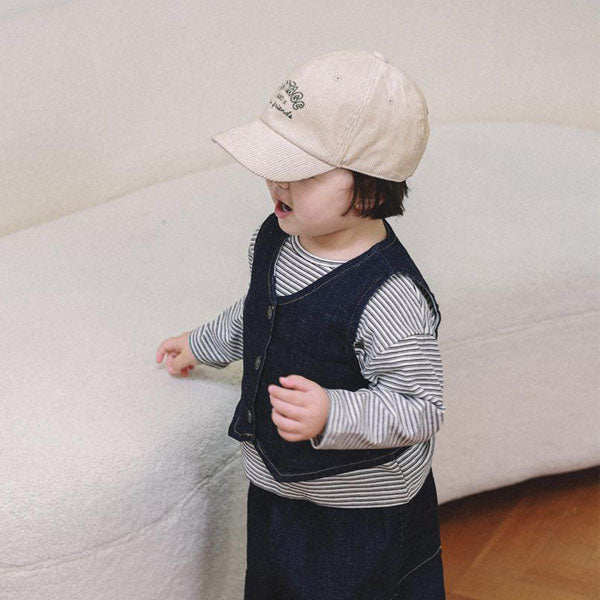 V-Neck Vest Korean infant jacket in cream made in Korea