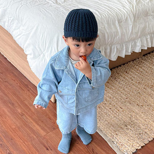 Pocket Denim Jacket Korean infant jacket in light denim made in Korea