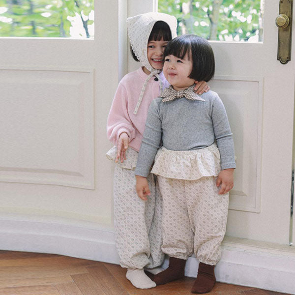 Ruffle Skirt Balloon-Fit Pants Korean infant skirt in beige made in Korea