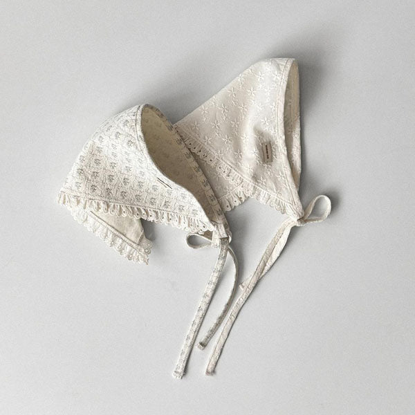 Lace Bonnet Korean infant accessory in sky blue floral made in Korea