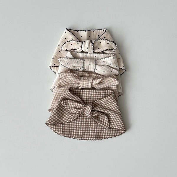 Scarf Bib Korean infant accessory in beige check made in Korea