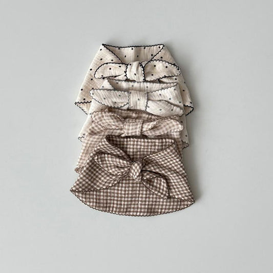 Scarf Bib Korean infant accessory in beige check made in Korea