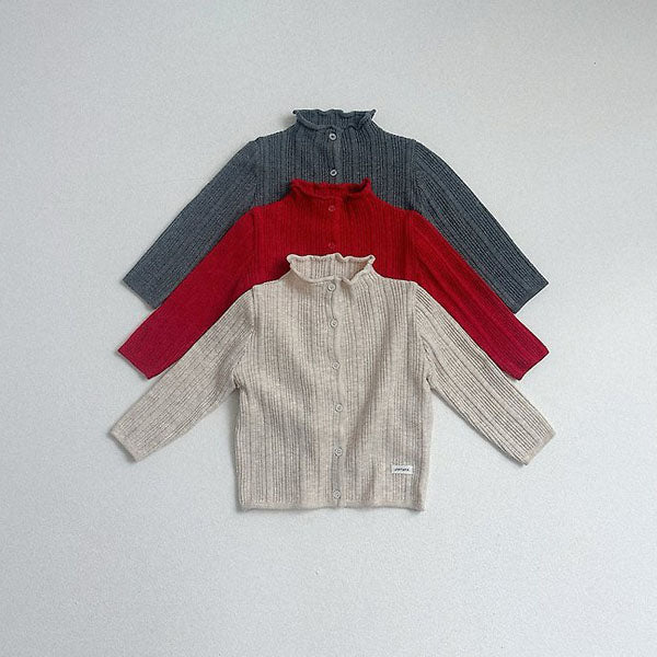 French Knit Cardigan Korean toddler sweater in oatmeal made in Korea