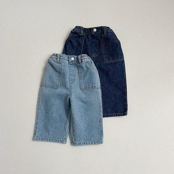 Honey Bee Fatigue Jeans Korean toddler pants in light denim made in Korea