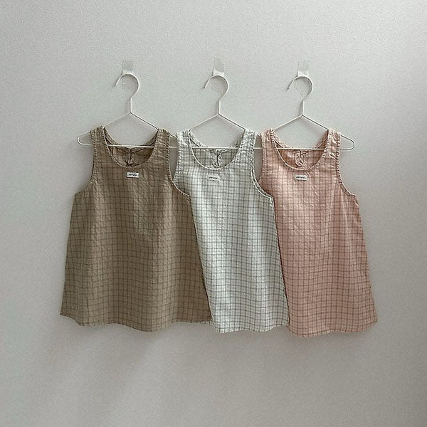 Hey Check Dress Korean toddler dress in cream made in Korea