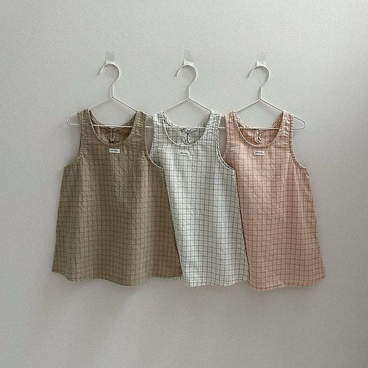 Hey Check Dress Korean toddler dress in cream made in Korea